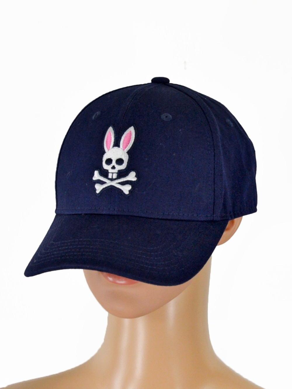 Psycho Bunny Logo Navy Blue Dad Hat Strap Back Cap Hat